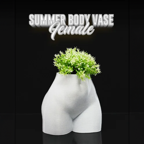 Heady Prints 3D printed white female body vase, promo