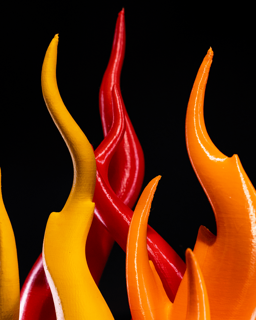 Heady Prints 3D printed orange and red flame sculpture, home accent