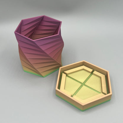 Heady Prints 3D printed pink and gold geometric planter, group shot