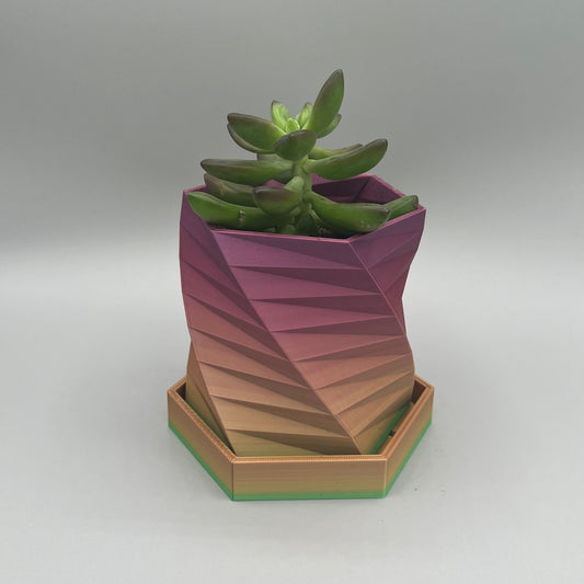 Heady Prints 3D printed pink and gold geometric planter, promo