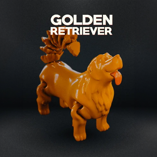 Heady Prints 3D printed golden retriever dog figurine, desk companion collectible