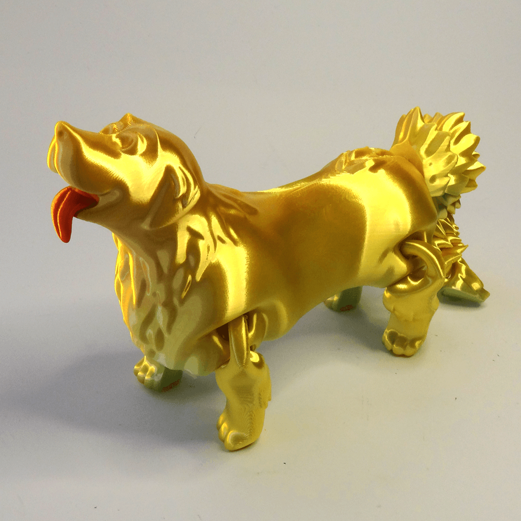Heady Prints 3D printed golden retriever dog figurine, side view
