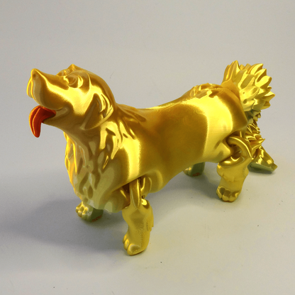 Heady Prints 3D printed golden retriever dog figurine, side view