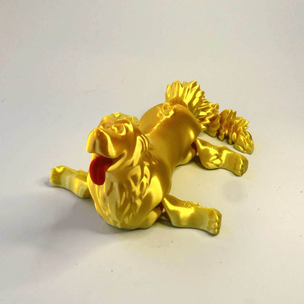 Heady Prints 3D printed golden retriever dog figurine, three-quarter view