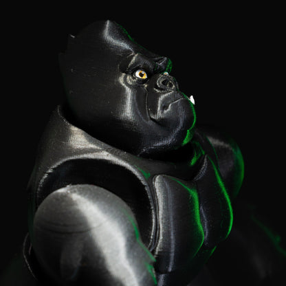 Heady Prints 3D printed black with green glow, gorilla, front view