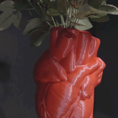 Heady Prints 3D printed red heart sculpture, animated product view