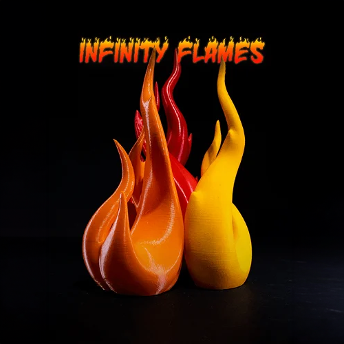 Heady Prints 3D printed infinity flames sculpture, home accent collectible