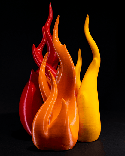 Heady Prints 3D printed infinity flames sculpture, front view