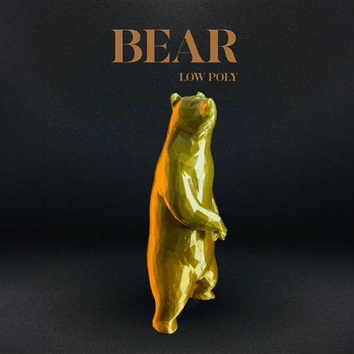 Heady Prints 3D printed geometric bear figurine, desk companion collectible