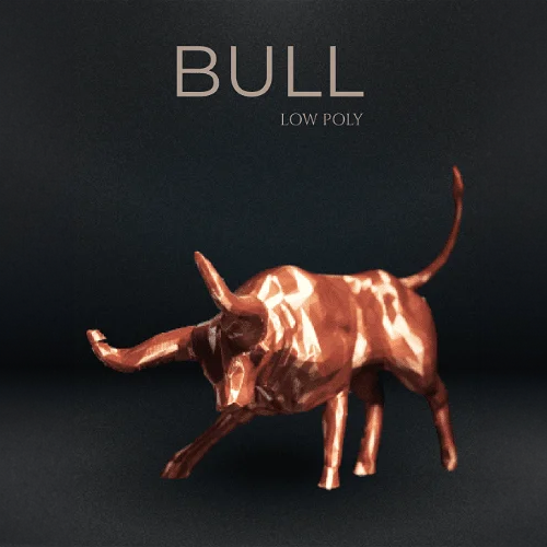 Heady Prints 3D printed geometric bull figurine, desk companion collectible