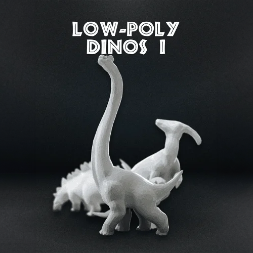 Heady Prints 3D printed low poly dinosaur figurine set 1, desk companion collectibles