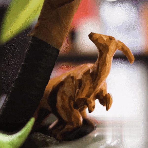 Heady Prints 3D printed low poly dinosaur figurine set 1, animated product view