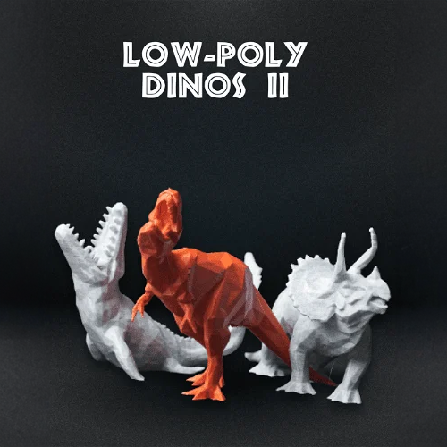 Heady Prints 3D printed low poly dinosaur figurine set 2, desk companion collectibles
