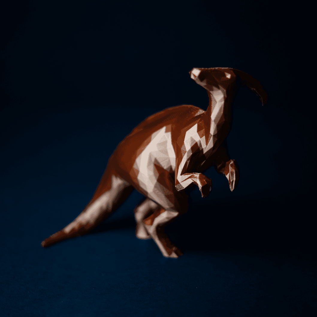 Heady Prints 3D printed low poly brown raptor figurine, desk companion collectible