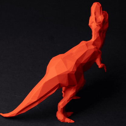 Heady Prints 3D printed low poly red T-Rex figurine, desk companion collectible