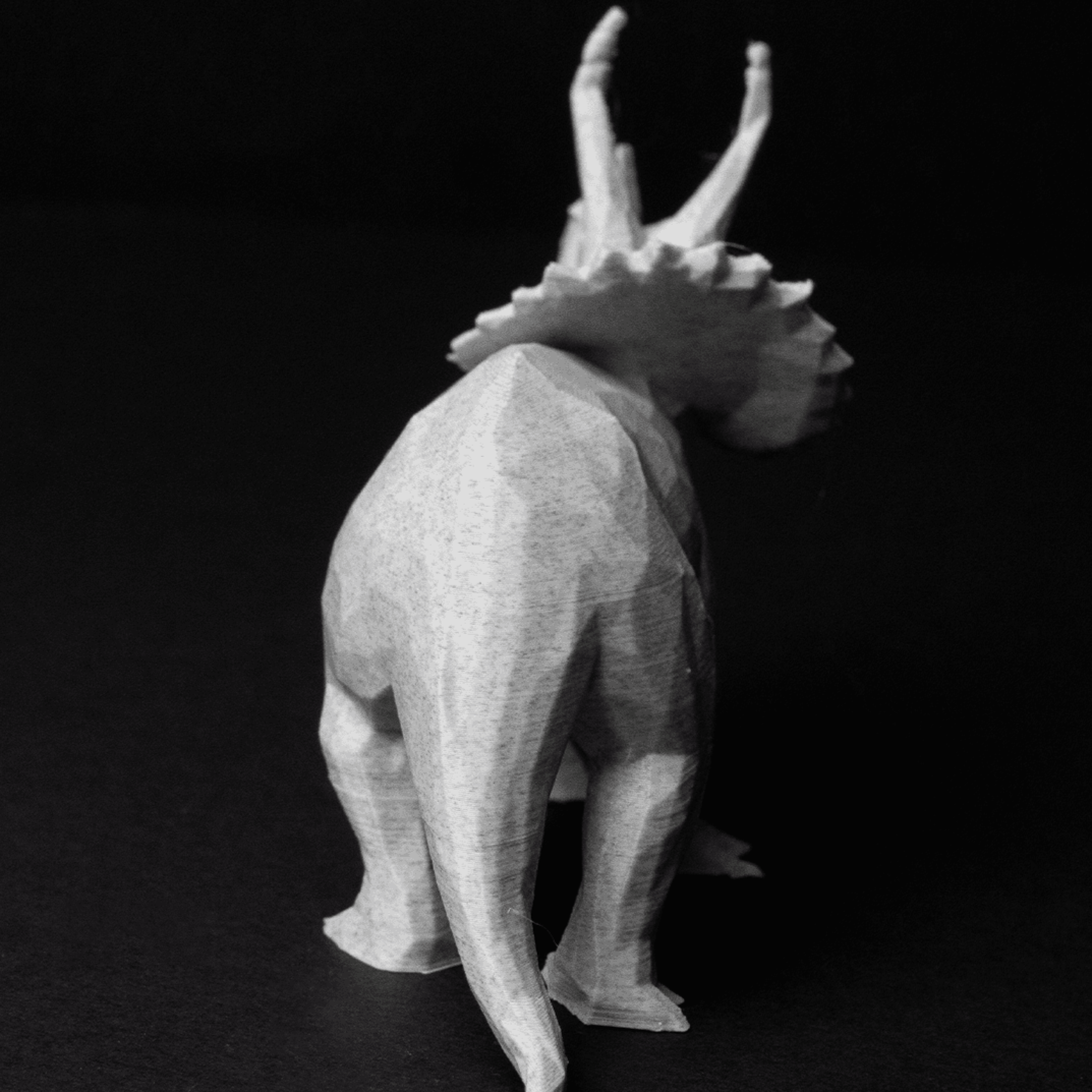 Heady Prints 3D printed low poly triceratops figurine, desk companion collectible