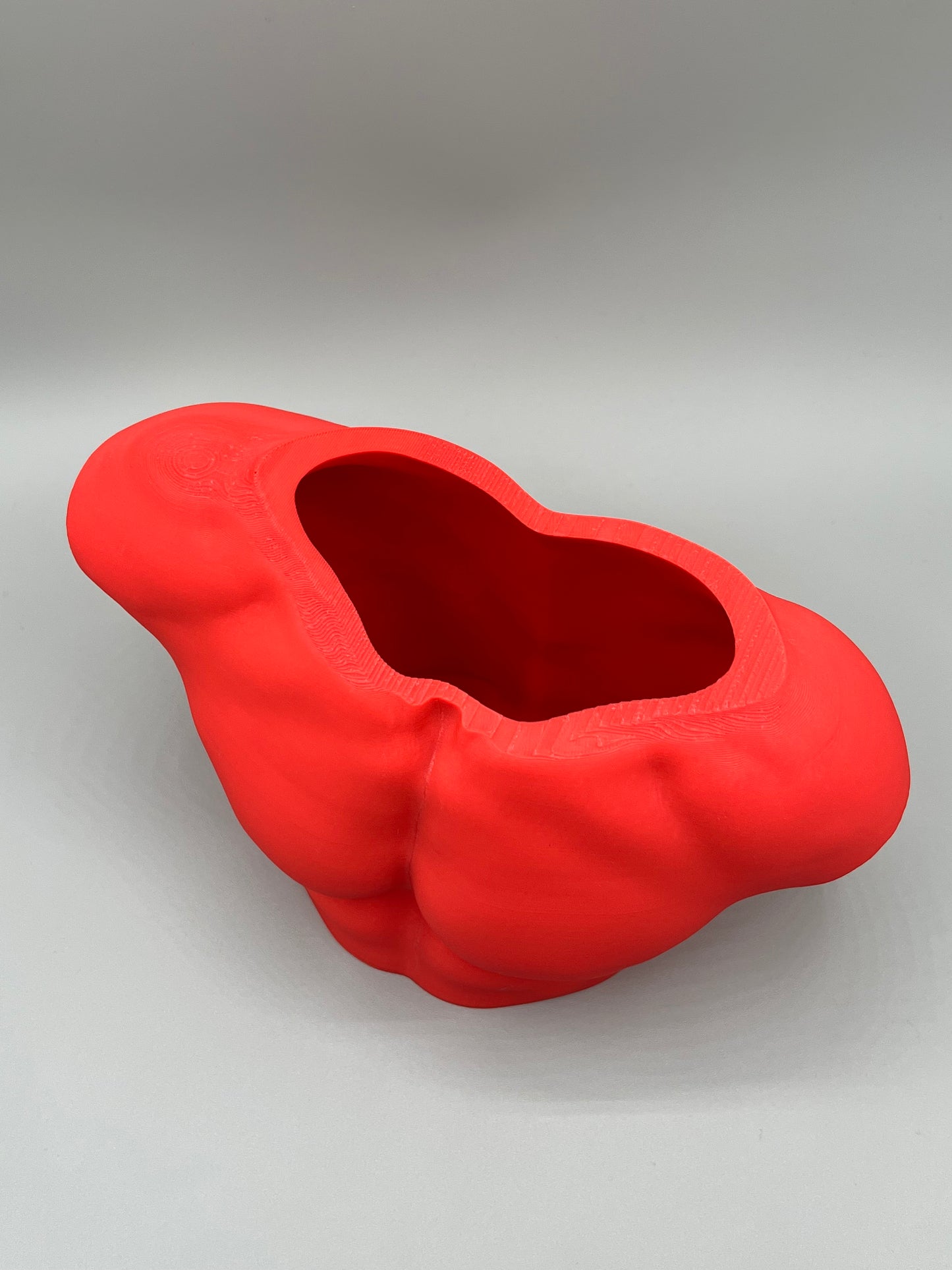 Heady Prints 3D printed red male torso vase, front view