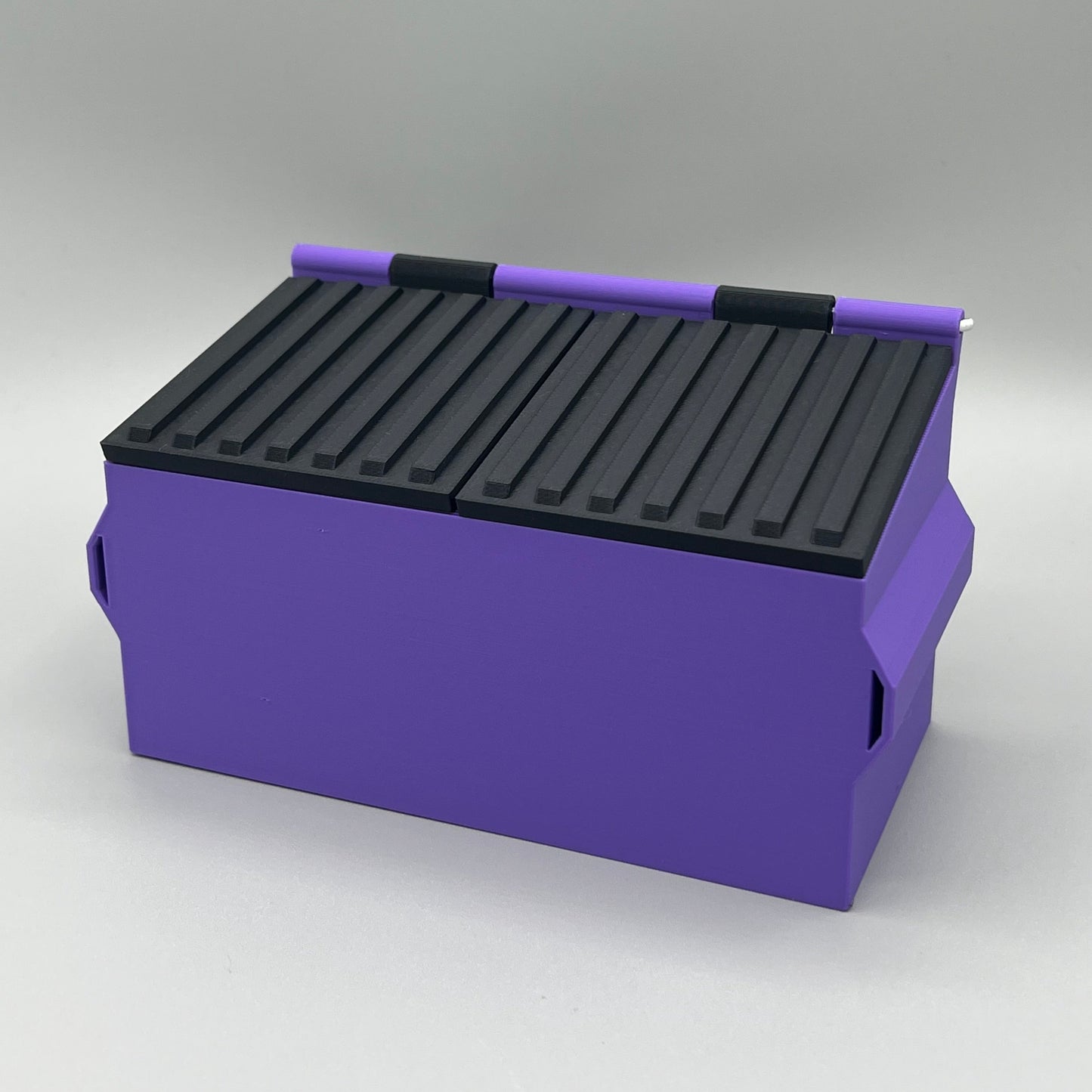 Heady Prints 3D printed purple and black mini dumpster, promo
