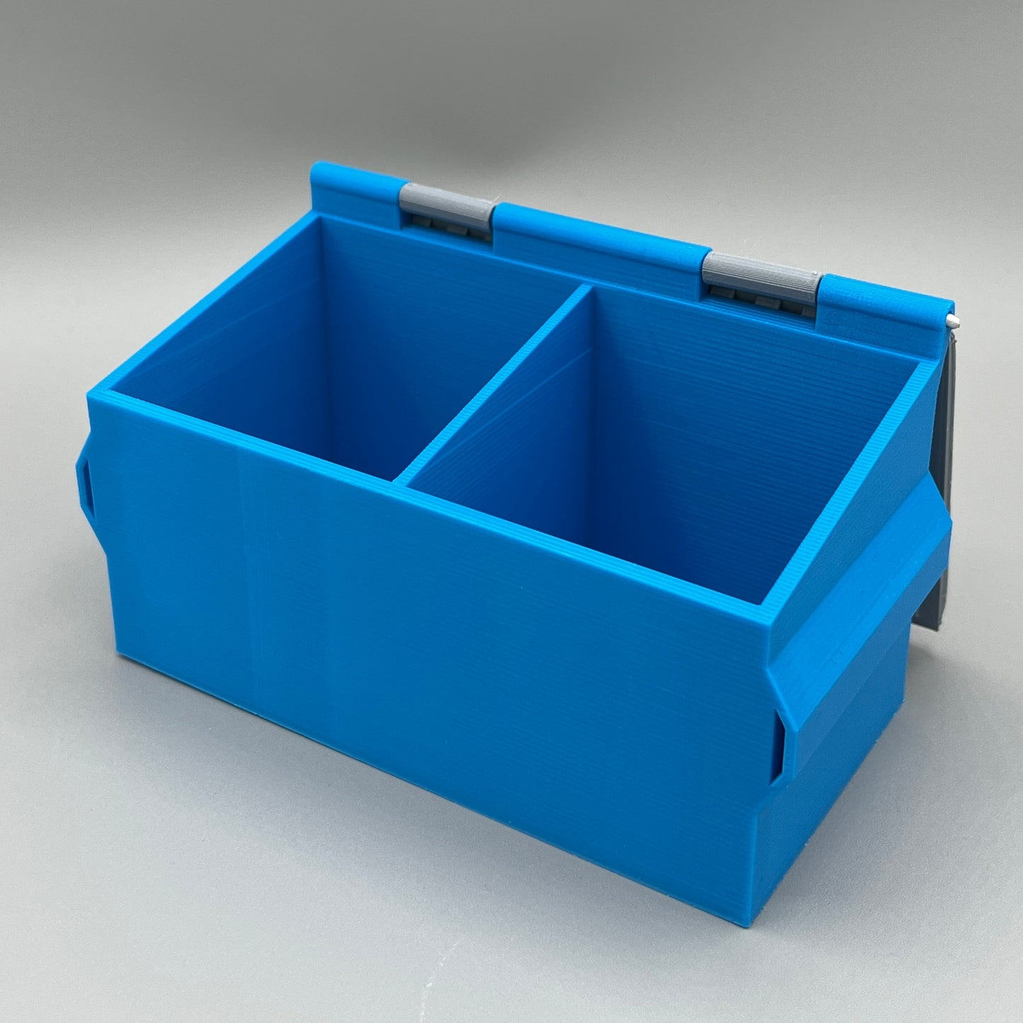 Heady Prints 3D printed blue split compartment mini dumpster, promo