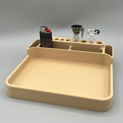 Heady Prints 3D printed tan model R2 tray, angled view