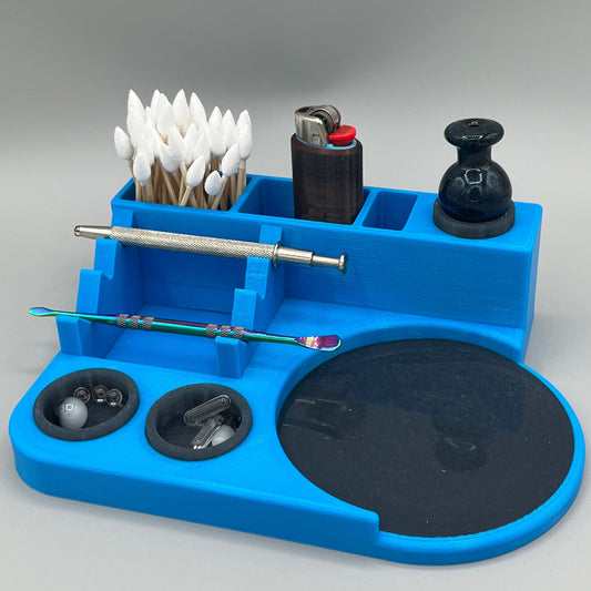 Heady Prints 3D printed blue model X1 station, front view