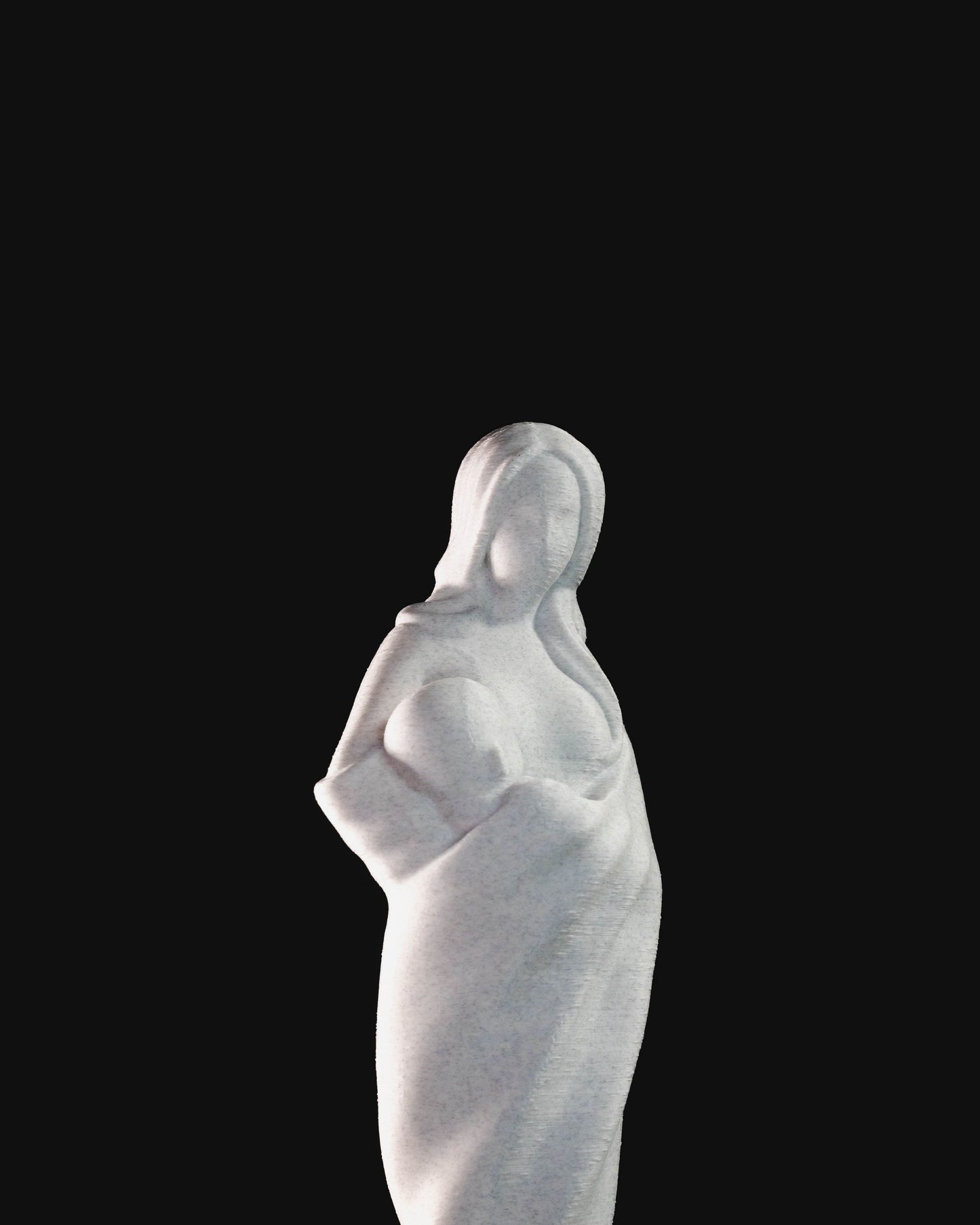 Heady Prints 3D printed white mother and child statue, full product view