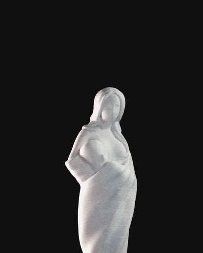 Heady Prints 3D printed white mother and child statue, full product view