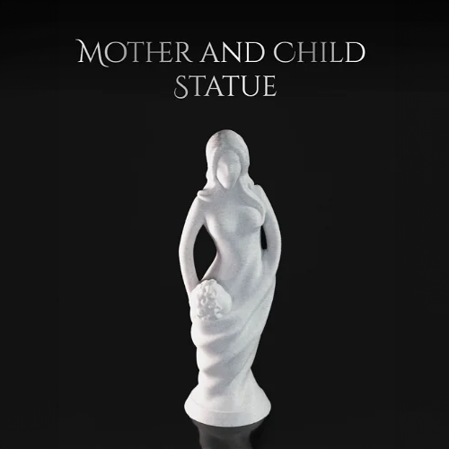 Heady Prints 3D printed white mother and child statue, home accent collectible