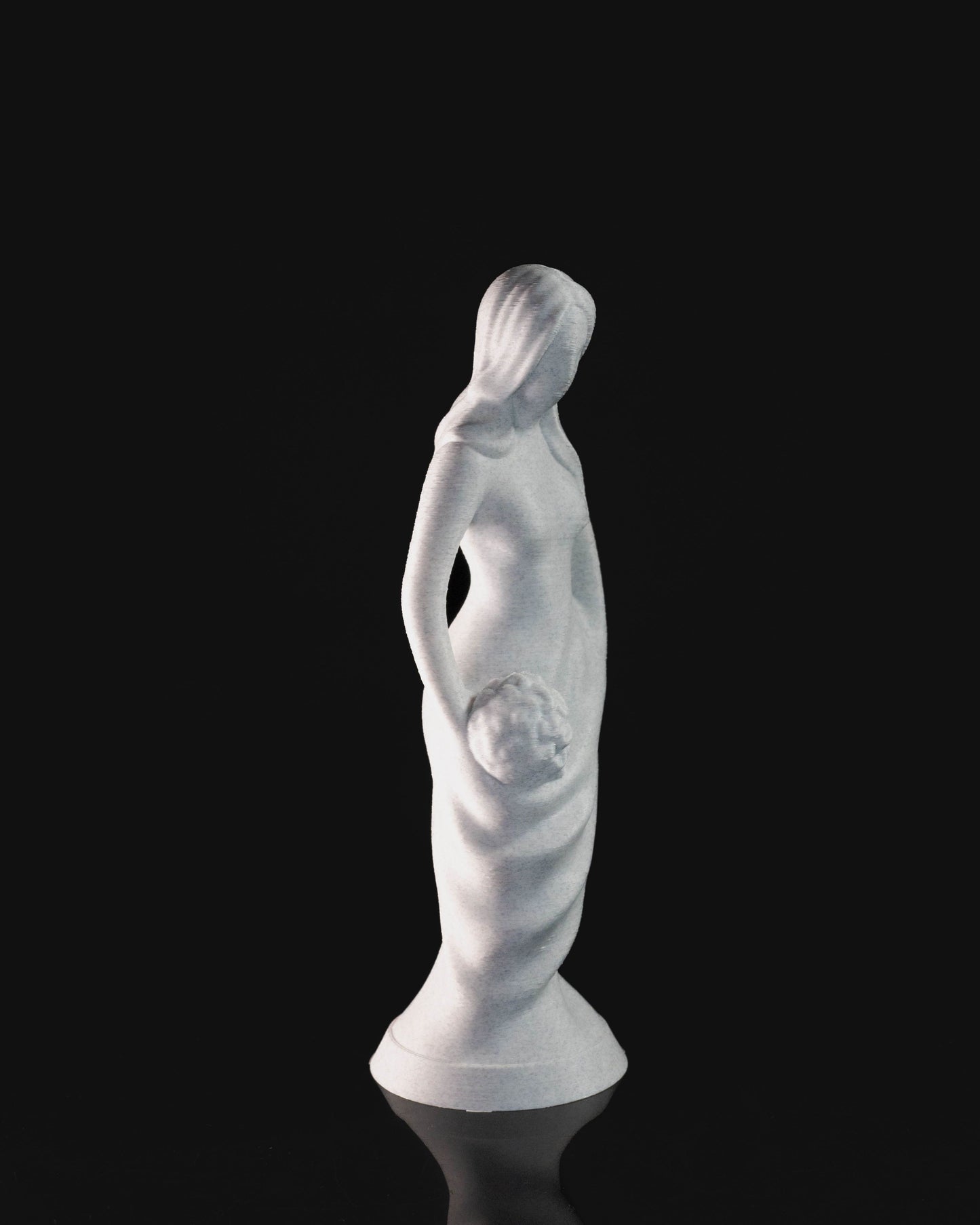 Heady Prints 3D printed white mother and infant statue, full product view