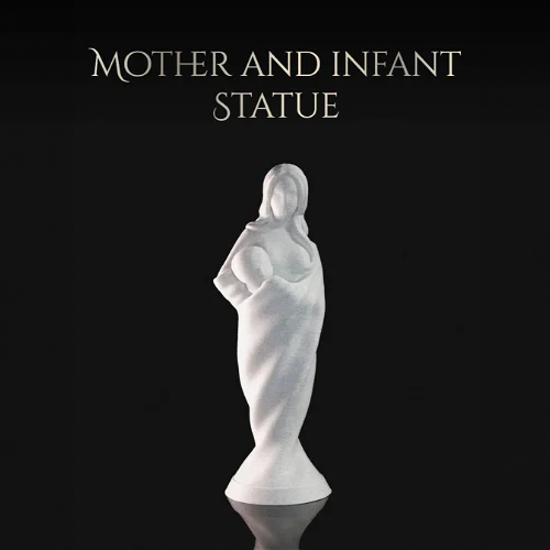 Heady Prints 3D printed white mother and infant statue, home accent collectible