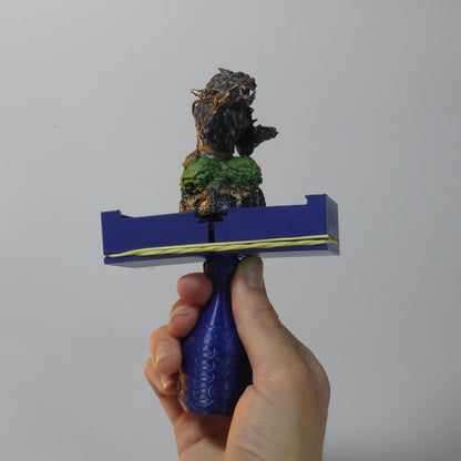 Heady Prints 3D printed blue painting handle held in hand, hobby accessory