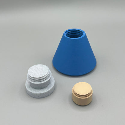 Heady Prints 3D printed blue potion bottle, three quarter view