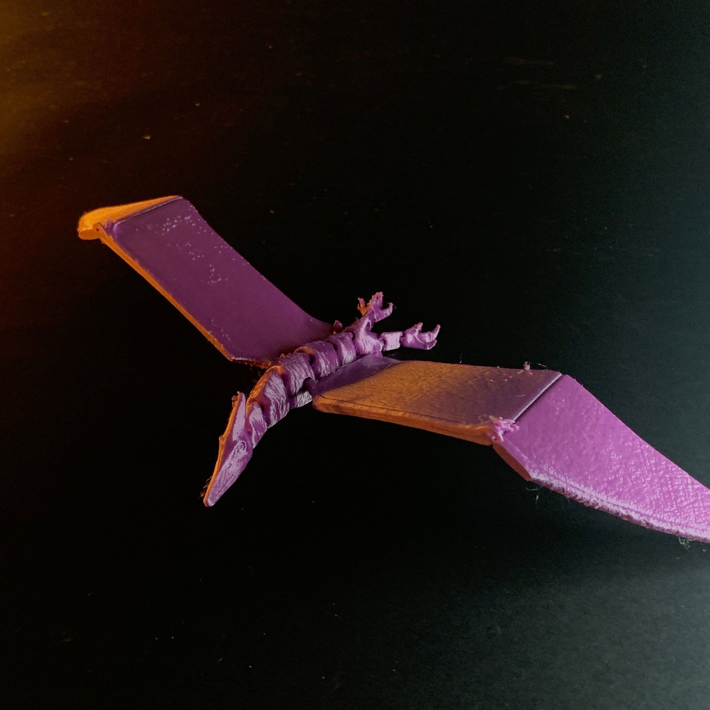 Heady Prints 3D printed red pterodactyl, three quarter view