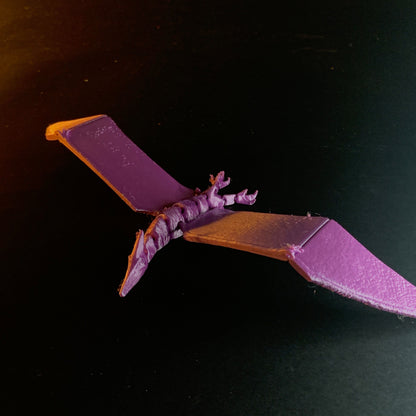 Heady Prints 3D printed red pterodactyl, three quarter view