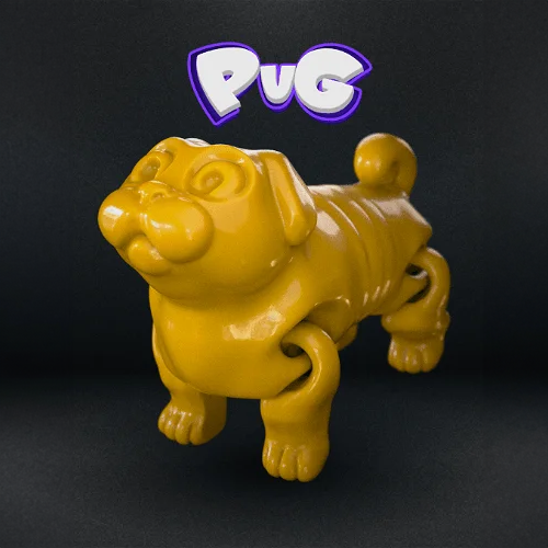 Heady Prints 3D printed gold pug figurine, promo