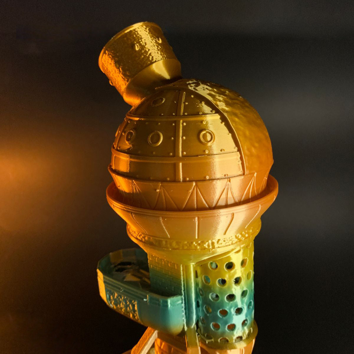 Heady Prints 3D printed rainbow dice holder, front view