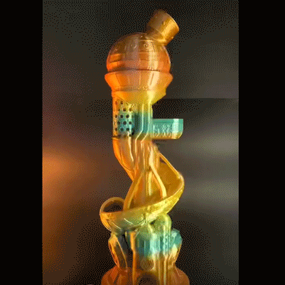 Heady Prints 3D printed gold rainbow dice holder, animated product view