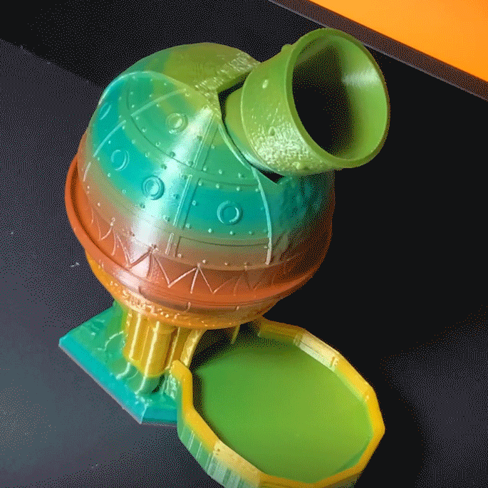 Heady Prints 3D printed green rainbow dice holder, animated product view