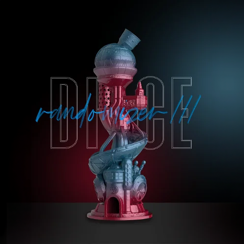 Heady Prints 3D printed pink and blue rainbow dice holder, tabletop gaming accessory