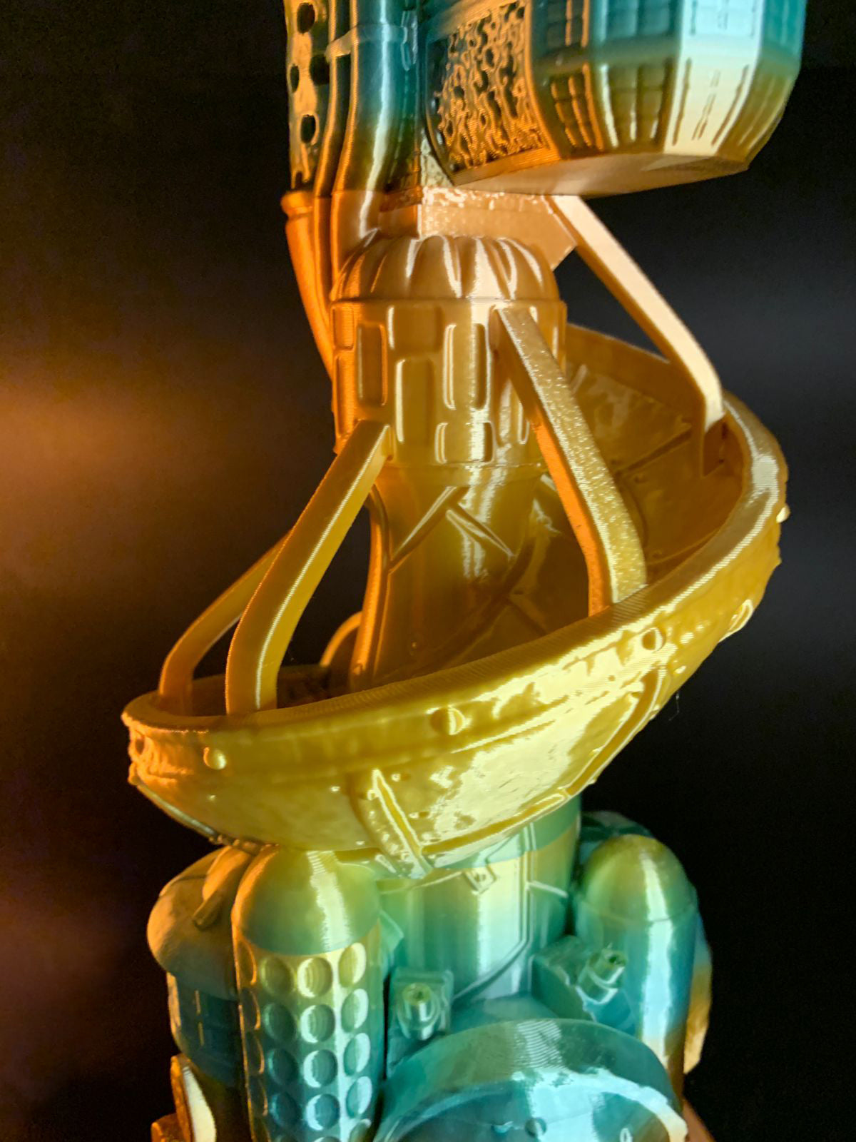 Heady Prints 3D printed rainbow dice holder, side view