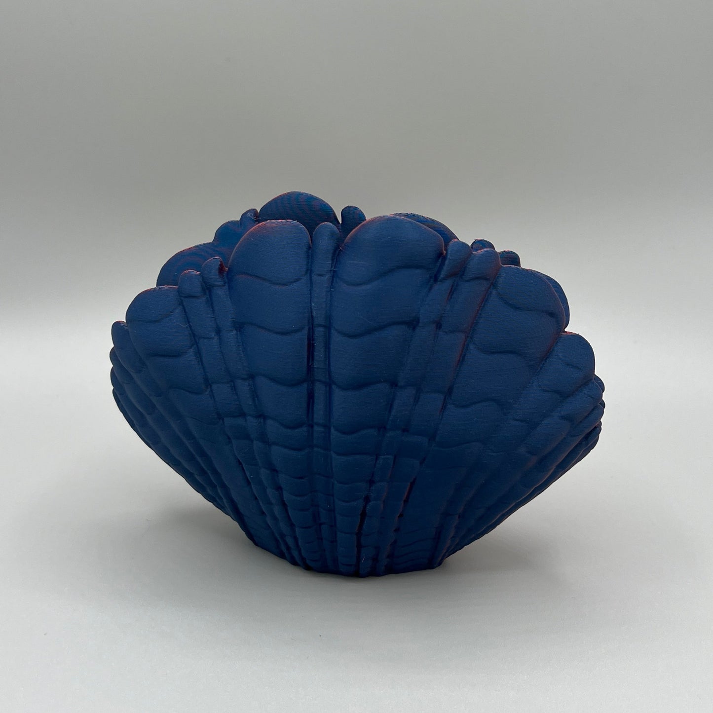 Heady Prints 3D printed blue shell vase, front view