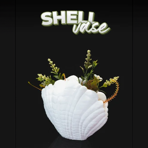 Heady Prints 3D printed white shell vase, promo