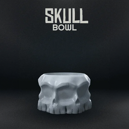 Heady Prints 3D printed grey skull bowl, desk companion home accent