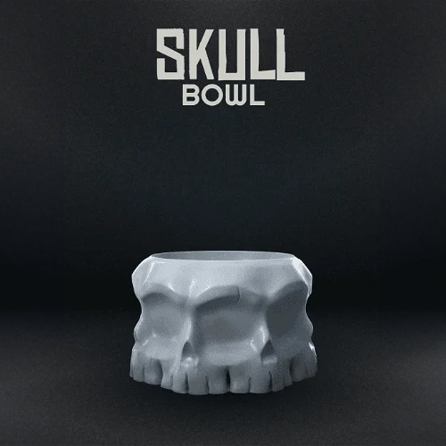 Heady Prints 3D printed grey skull bowl, desk companion home accent