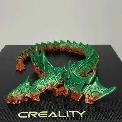 Heady Prints 3D printed green steampunk dragon figurine, animated product view