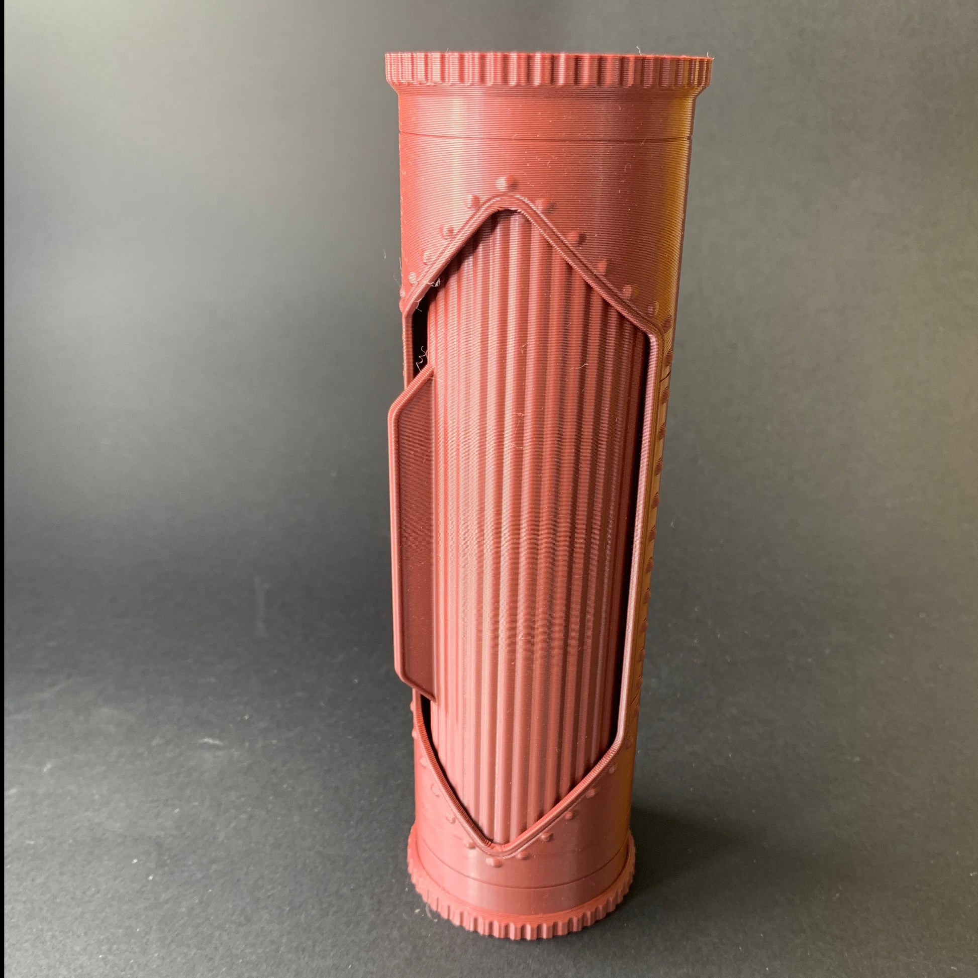 Heady Prints 3D printed pink steampunk pencil case, side view
