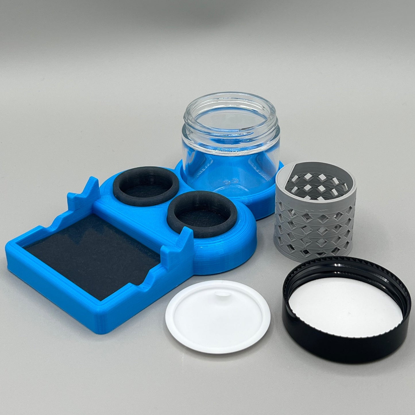 Heady Prints 3D printed blue terp pear station, group shot