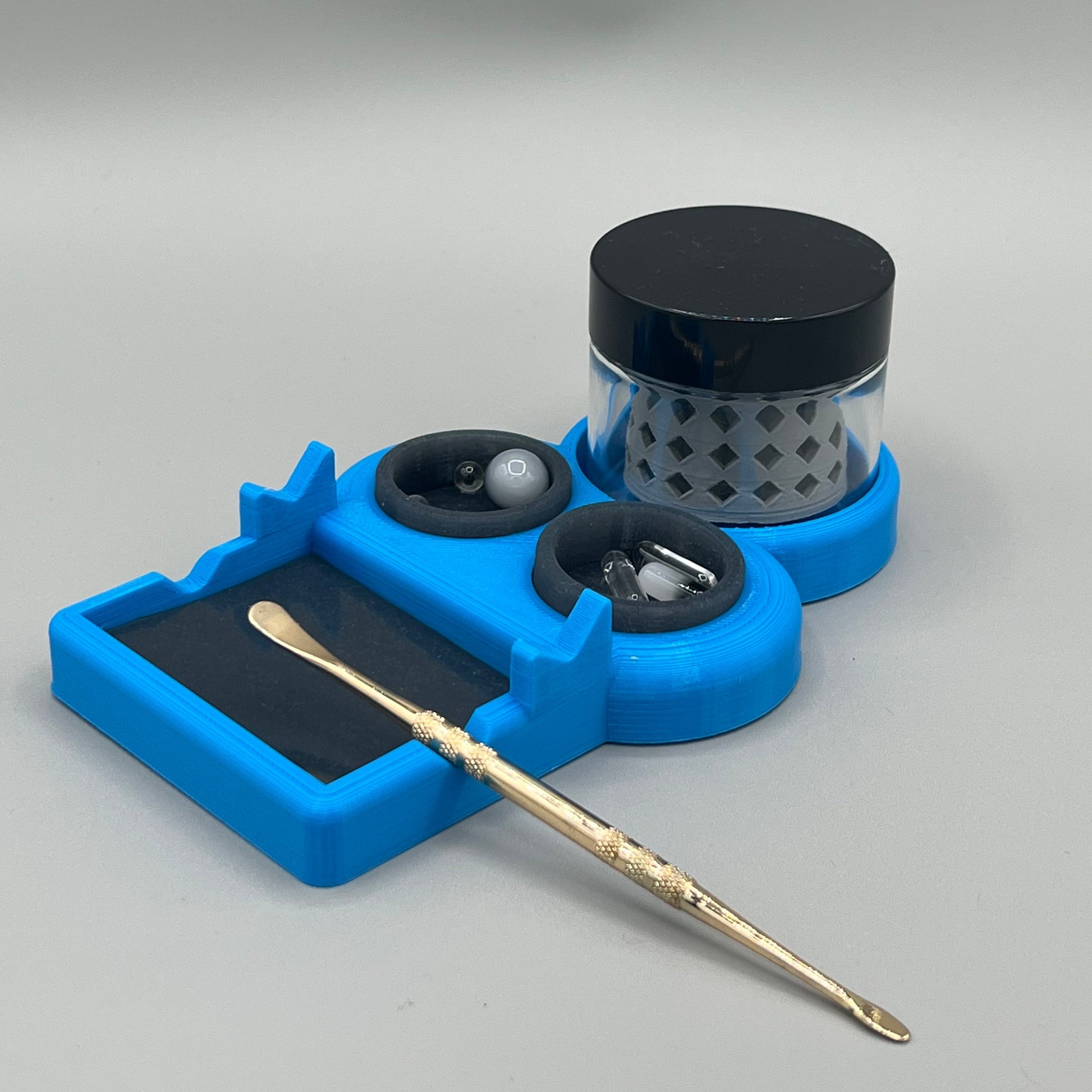 Heady Prints 3D printed blue terp pear station, promo