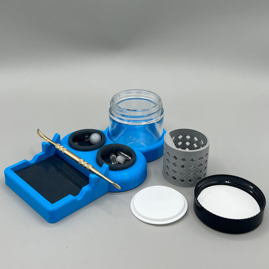 Heady Prints 3D printed blue terp pear station, top view