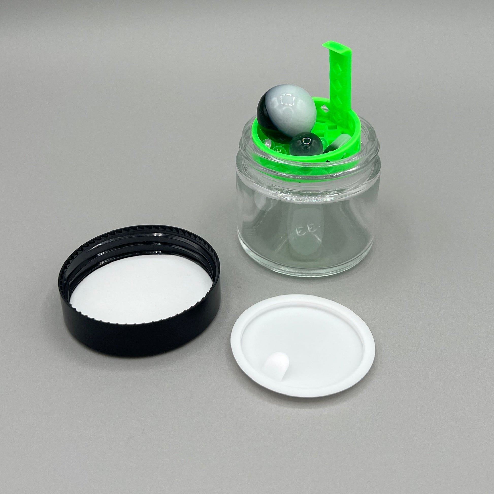 Heady Prints 3D printed green 2oz terp pearl cleaner, front view